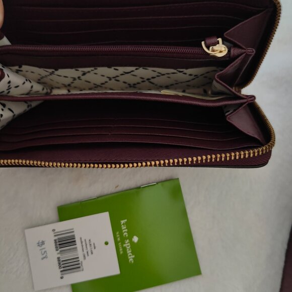 Kate Spade with matching wallet, dark burgundy color - Picture 2 of 3